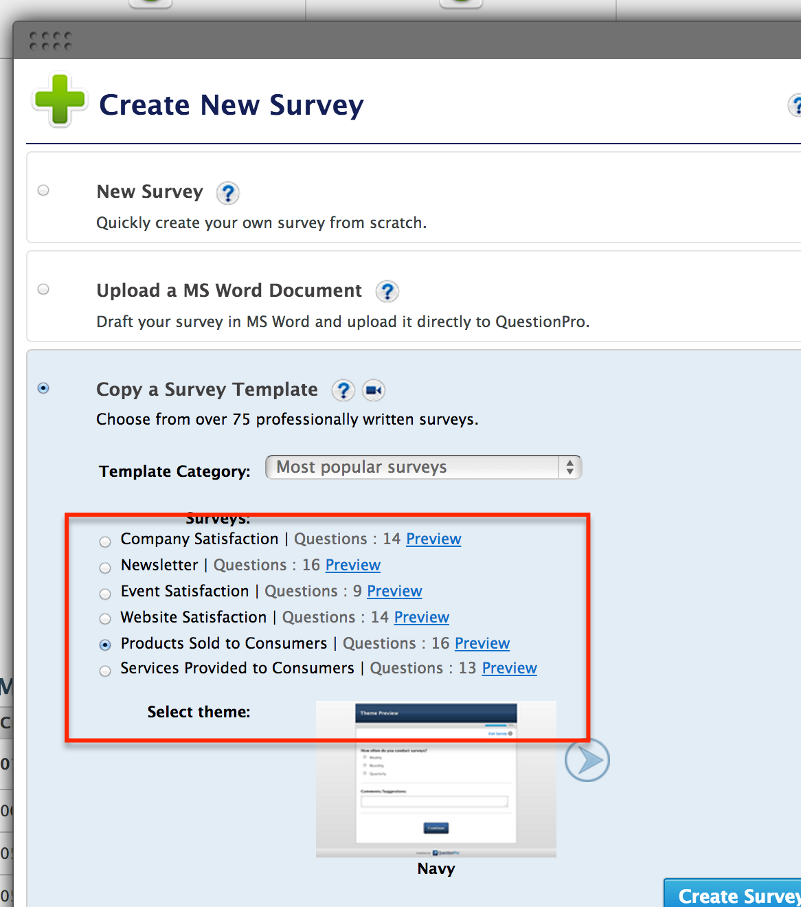 survey templates