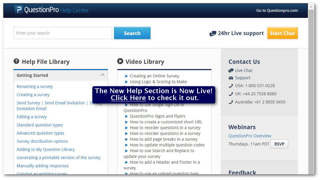 The New QuestionPro Help Section - Click Here