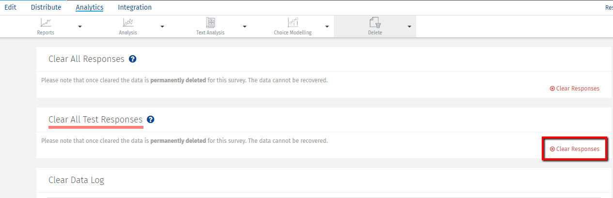 Delete responses