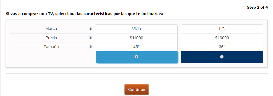 ejemplo pregunta conjoint