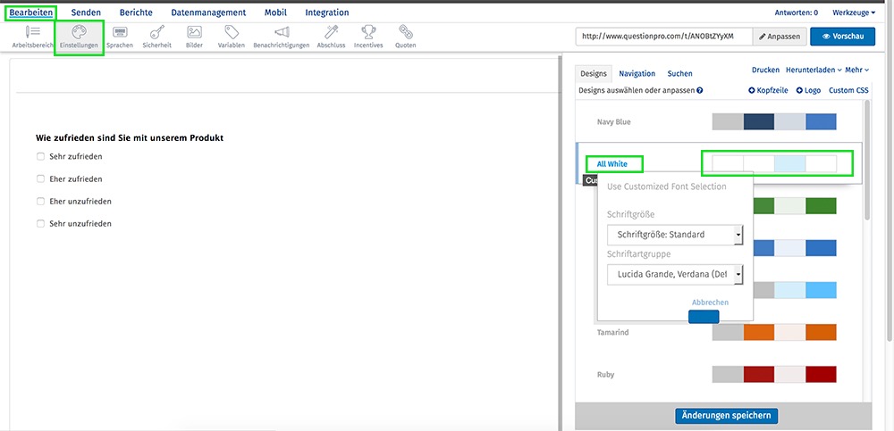 online umfrage erstellen layout anpassen