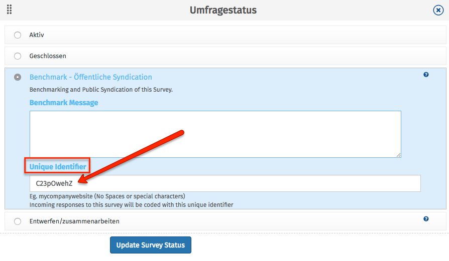Benchmarking Import von Umfrage Daten