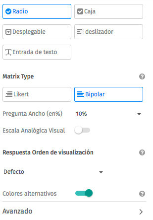 tipo de pregunta matriz bipolar