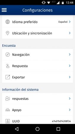 configuración de aplicación móvil QuestionPro