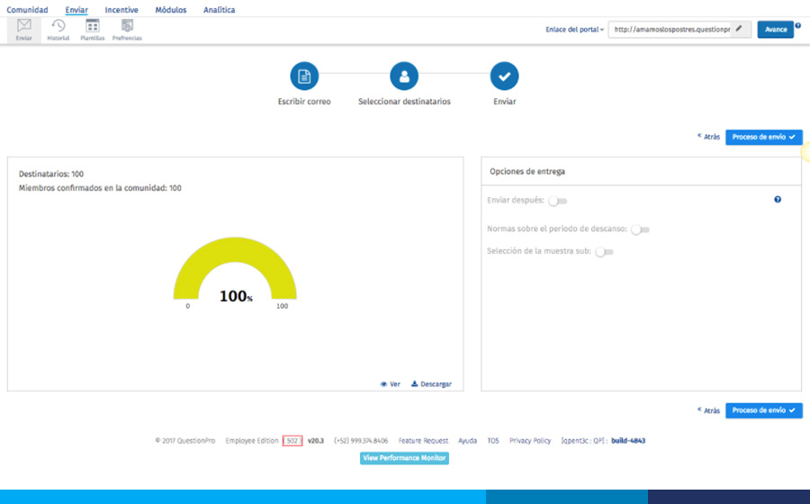 envío de encuesta a través de una comunidad online