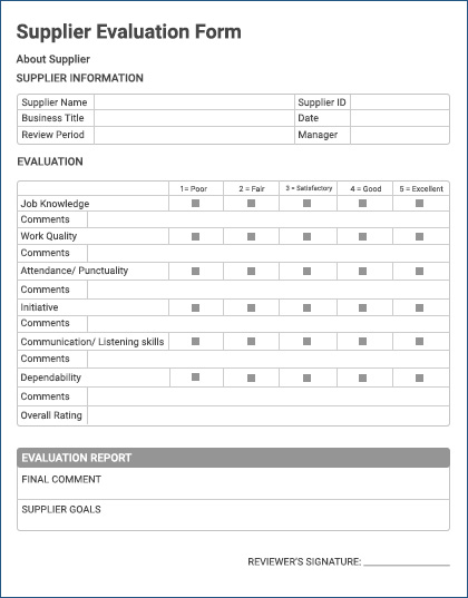 Evaluation Chart Sample