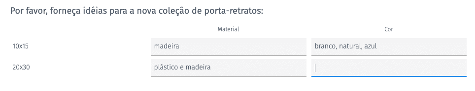 pergunta matriz planilha