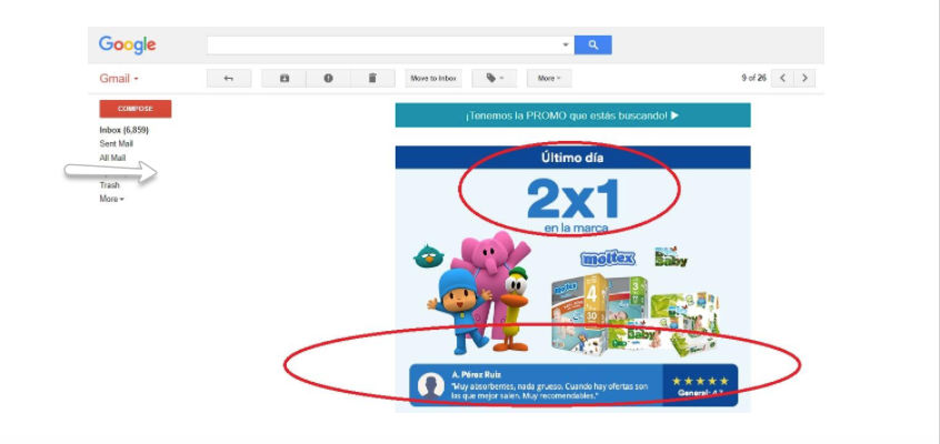 Ejemplo de Newsletter con promoción 2x1 