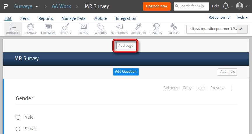 Add Logo in Online Survey