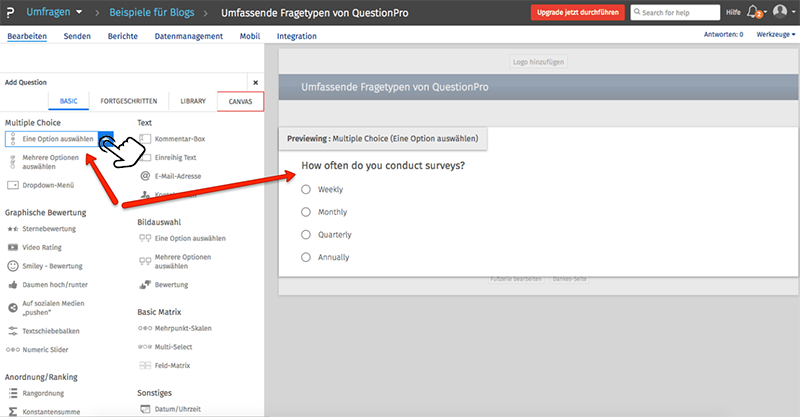 Umfrage erstellen Fragetypen Online Fragebogen