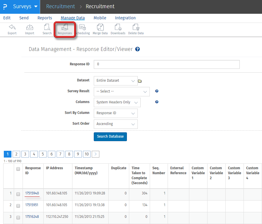 login-surveys for individual response download