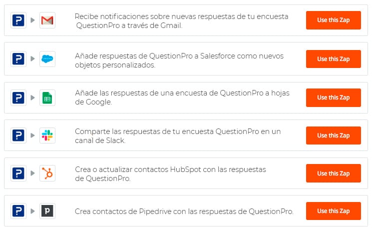 ventajas de integrar Zapier y QuestionPro