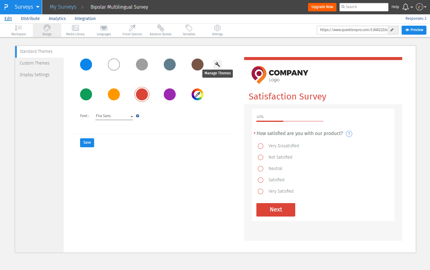 Manage Theme QuestionPro Survey