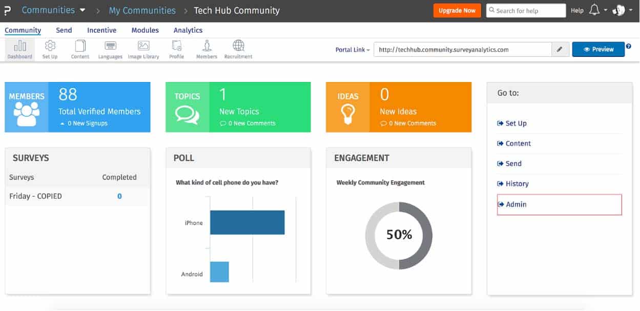 QuestionPro Communities Admin Portal