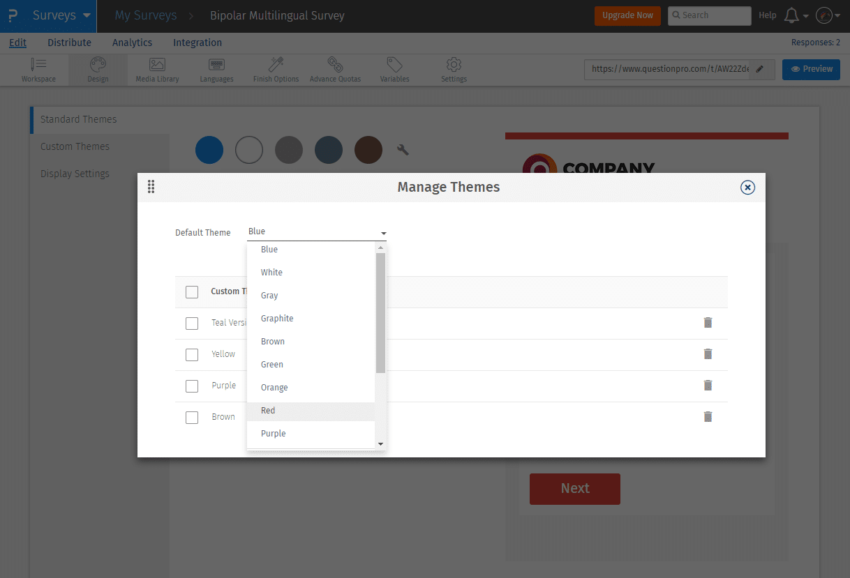 Select Theme QuestionPro Survey