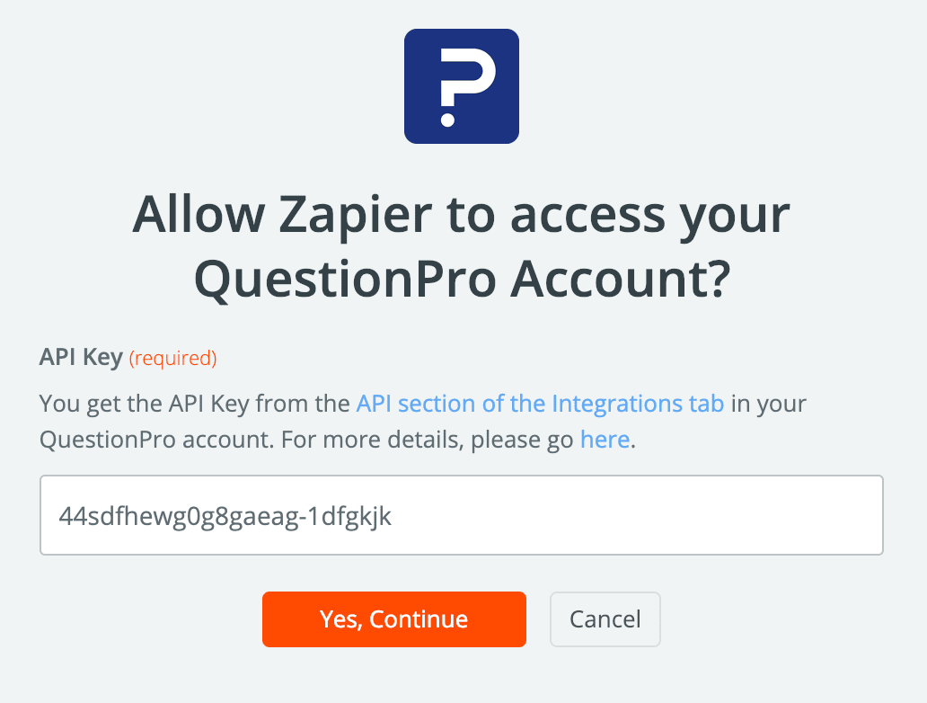 Allow Zapier to access QuestionPro Account
