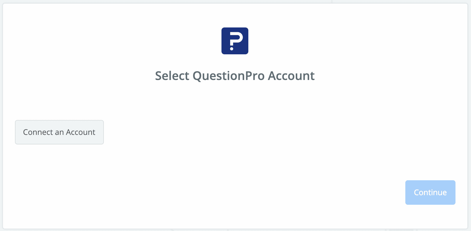 Select QuestionPro account Zapier