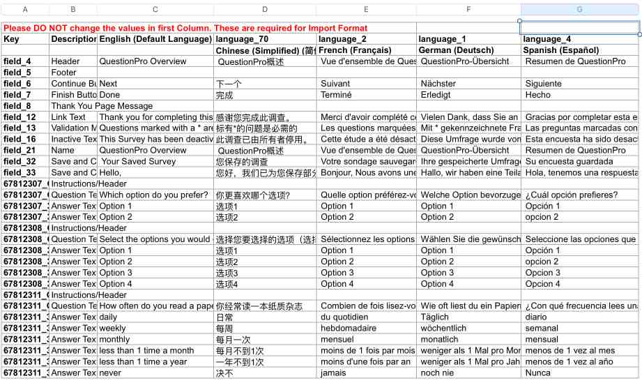 Translate Text Multilingual Survey