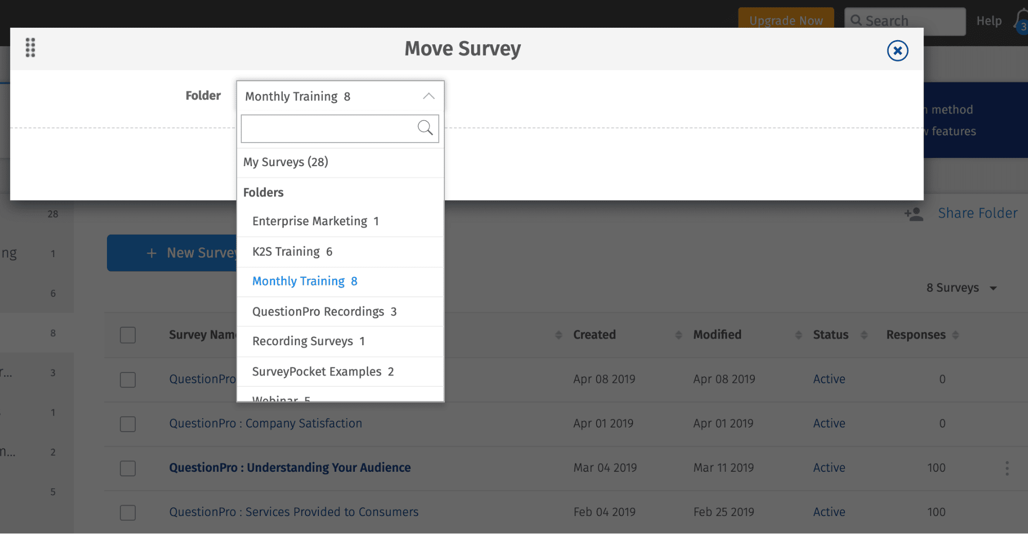 Move Surveys Between Folders