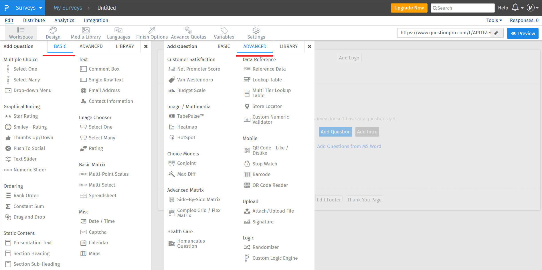 Types de questions d'enquête