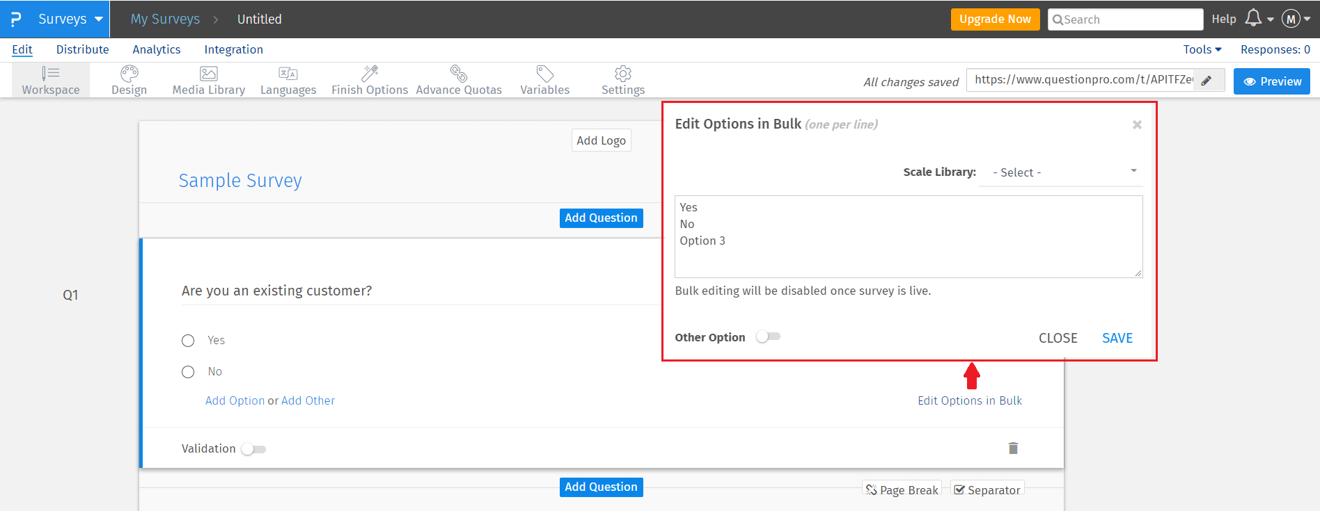 Ajouter/modifier les options de réponse