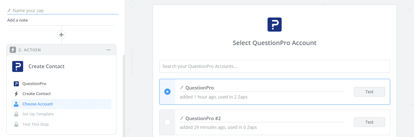 Create a contact in QuestionPro using Zapier integration