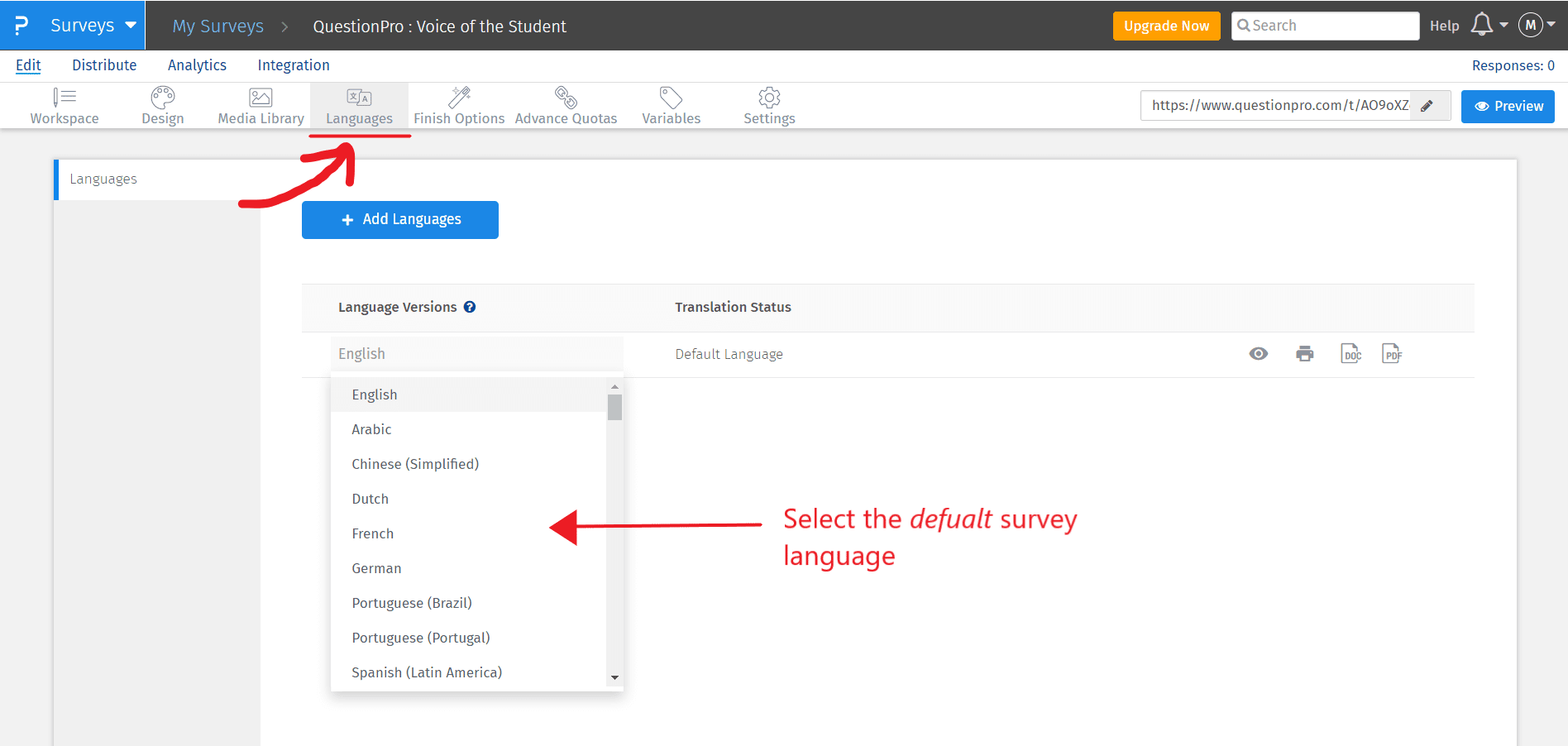 Default-Language-Setup