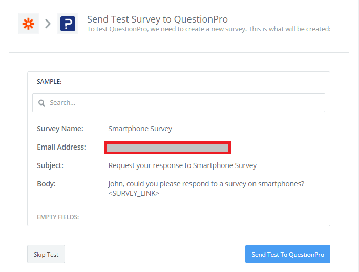 Send a survey from QuestionPro using Zapier Integration