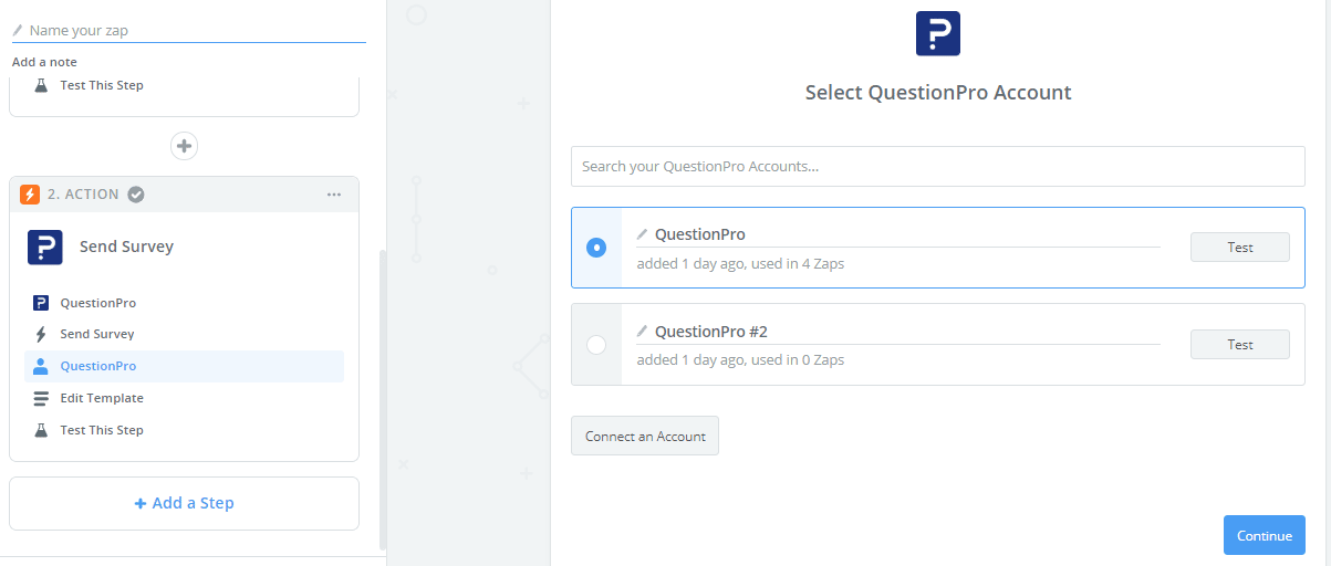 Send a survey from QuestionPro using Zapier Integration