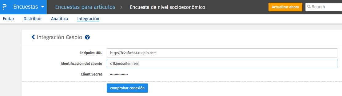 pasos para integrar Caspio y QuestionPro