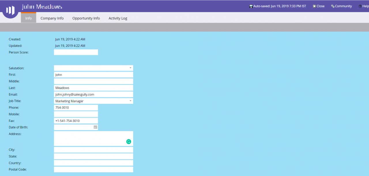 tablero de instrumentos de Marketo