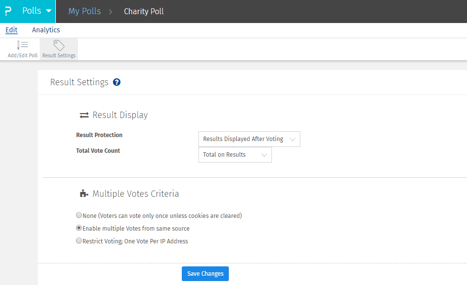 online polls settings