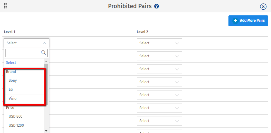 Prohibited pairs