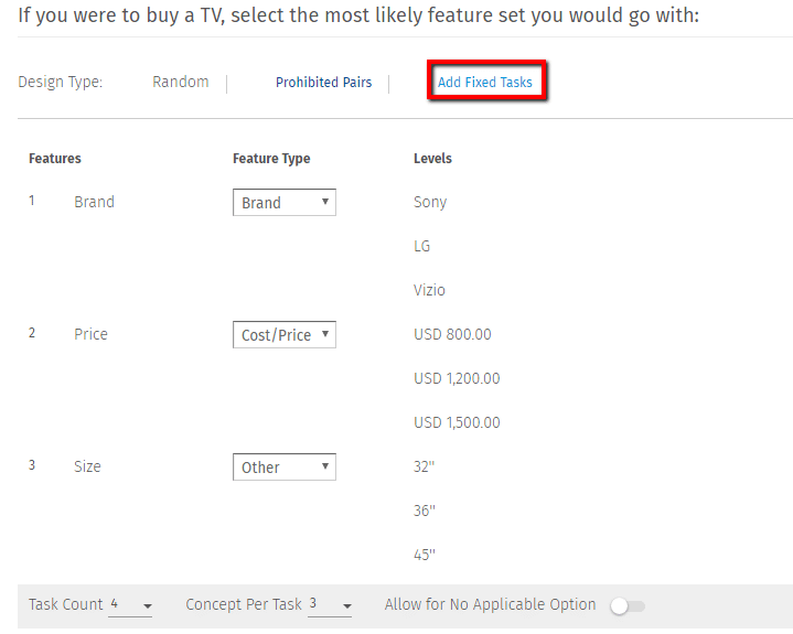 Conjoint fixed tasks