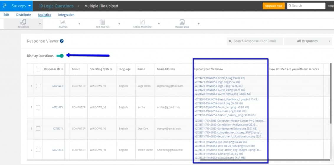 Cómo obtener los archivos cargados por los encuestados