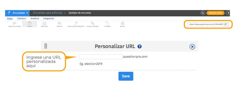 url personalizada de encuesta