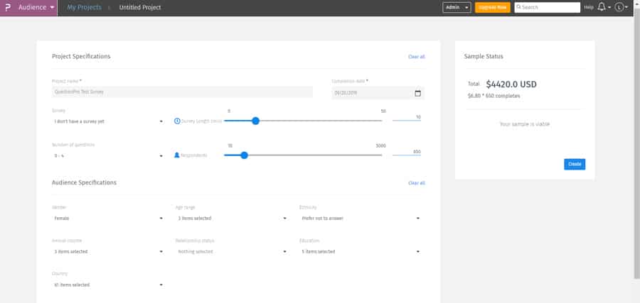 configuracion de questionpro audience