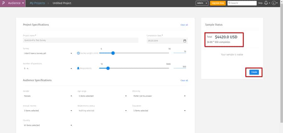 configuracion de questionpro audience