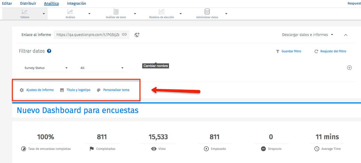 funciones de un dashboard para encuestas