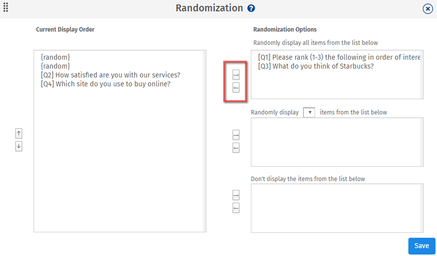 la randomisation des questions