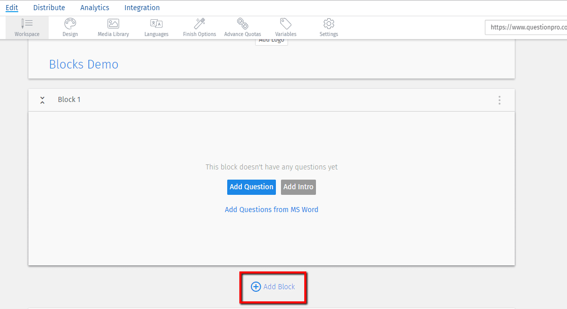 create survey block