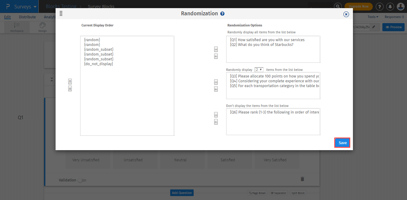 randomization in survey blocks