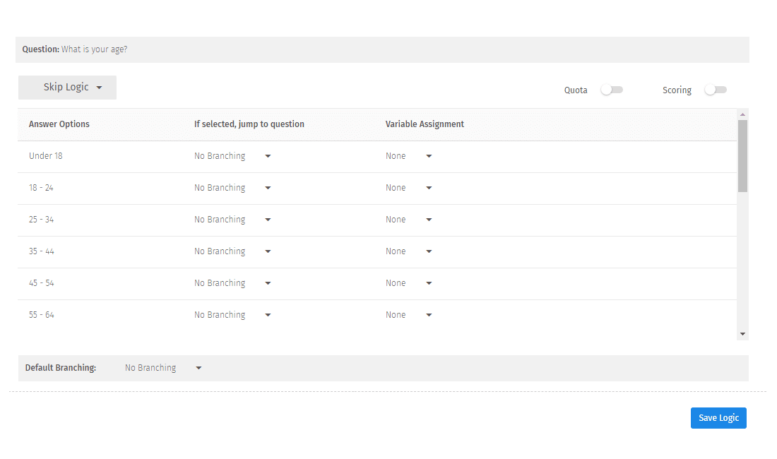 ramificación para crear encuestas inteligentes con lógicas