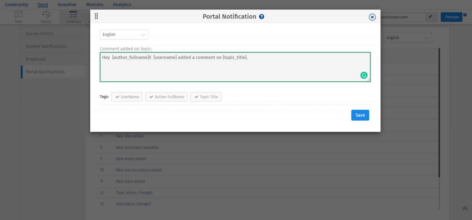 notificaciones del portal de una comunidad online