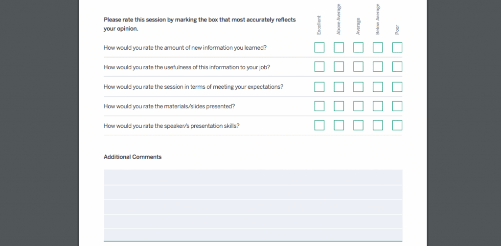 event satisfaction survey example