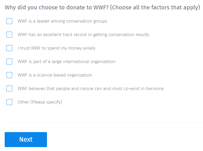 why did you choose to donate to wwf