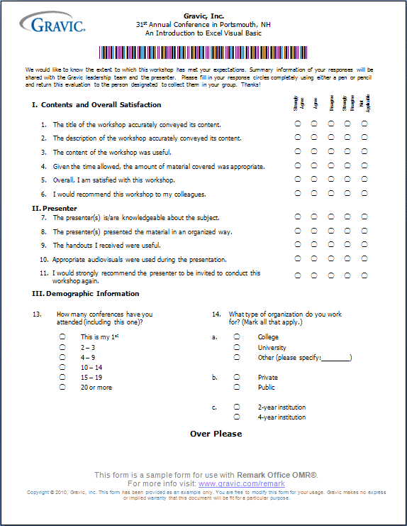 Gravic Yıllık konferans değerlendirme formu