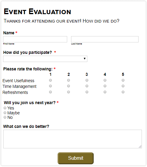 SimplyCast post-event satisfaction survey template