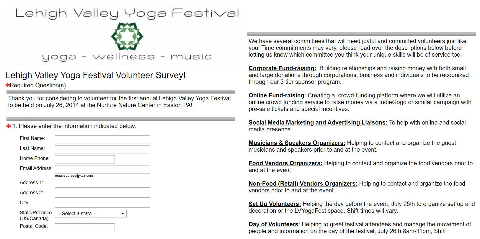 Modello di indagine sul reclutamento dei volontari