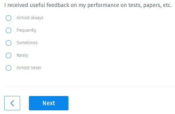 I received useful feedback on my performance on tests, papers, etc